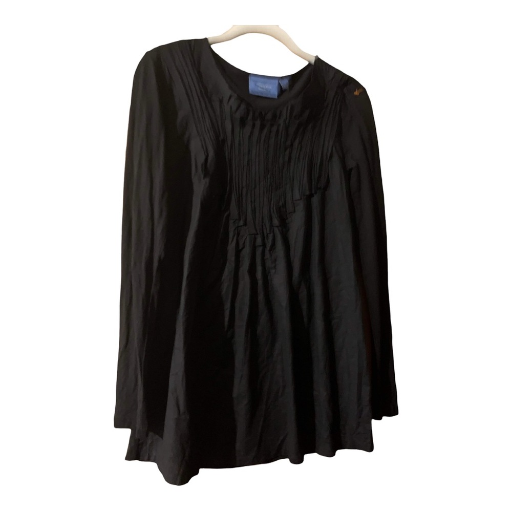 Simply Vera Casual Black Pin Tuck Long Sleeve Shirt Size S
